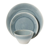 Gibson Elite Plates and Bowls Set, 12 Piece Stoneware Dinnerware for 4, Reactive Glaze Ombre Blue, Chip Resistant, Dishwasher & Microwave Safe