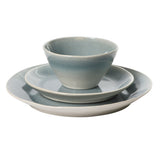 Gibson Elite Plates and Bowls Set, 12 Piece Stoneware Dinnerware for 4, Reactive Glaze Ombre Blue, Chip Resistant, Dishwasher & Microwave Safe