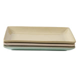 Gibson Elite 3 Tier Serving Platter Set, Stoneware Tiered Serving Tray for Party with Metal Rack, Reactive Glaze, Rectangular, Multi-Color