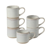 Mr. Coffee Whims Espresso Cups Set of 6, 3.7 oz Stoneware Demitasse Espresso Shot Cups with Handles, Stackable Reactive Glaze Ceramic Coffee Cups