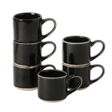 Mr. Coffee Whims Espresso Cups Set of 6, 3.7 oz Stoneware Demitasse Espresso Shot Cups with Handles, Stackable Reactive Glaze Ceramic Coffee Cups