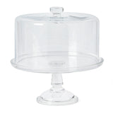 Martha Stewart Watercrest Glass Cake Stand with Dome, 10.2 Inch Clear Footed Pedestal Cake Stand with Glass Lid Cover, Handmade Glassware