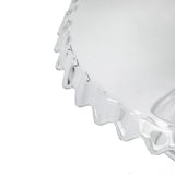 Martha Stewart Watercrest Glass Cake Stand, 10.2 Inch Footed Pedestal Cake Plate with Scalloped Ruffled Edge, Clear Handmade Glassware