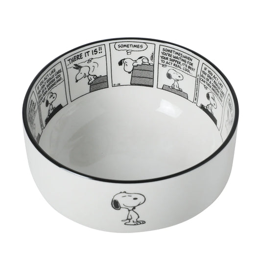 Peanuts Snoopy Cereal Bowls, Set of 4, 4.5-Inch Porcelain Snack Bowls for Ice Cream and Dessert, Sunday Comic Strip Design with Snoopy and Woodstock