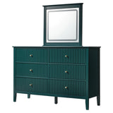 Modern Green Fluted Dresser with 6 Drawers