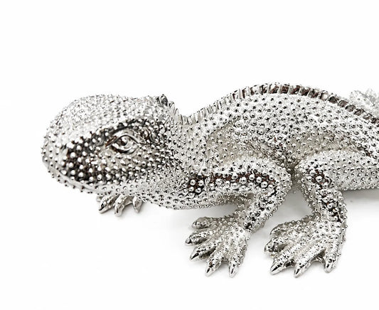 Lizard Figurine Bright Textured Nickel