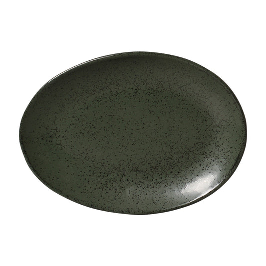 OVAL DESSERT PLATE ORGANIC STONEWARE Ø 8.86" GREENERY