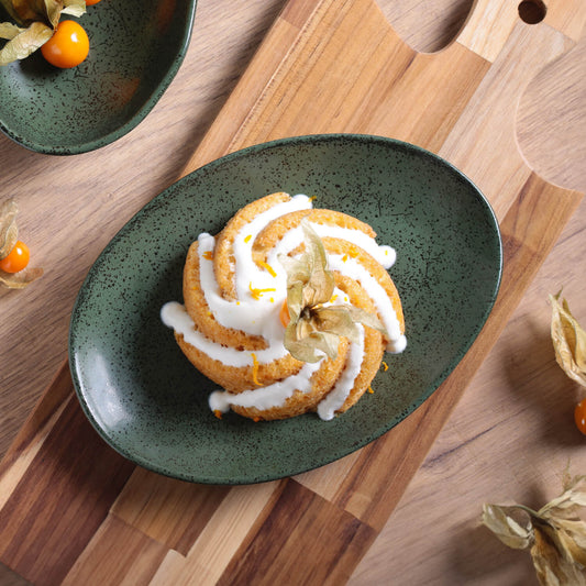 OVAL DESSERT PLATE ORGANIC STONEWARE Ø 8.86" GREENERY