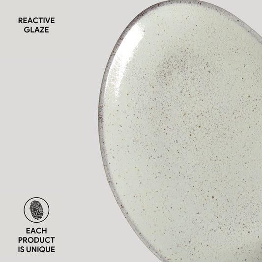 OVAL DESSERT PLATE ORGANIC STONEWARE Ø 8.86" PISTACHE