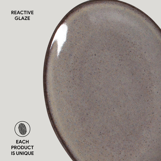 OVAL DESSERT PLATE ORGANIC STONEWARE Ø 8.86" TOURMALINE