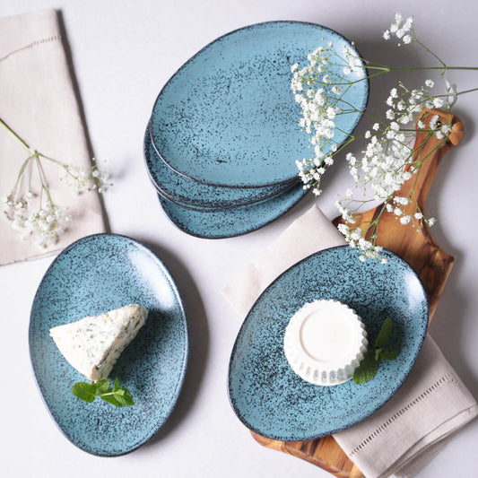 OVAL DESSERT PLATE ORGANIC STONEWARE Ø 8.86" NIGHT SKY