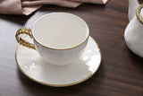 White Porcelain Teacup & Saucer with Silver Rim