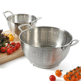 Calphalon Astro Colander Set, 2-Piece Stainless Steel Colander and Strainer, 5 QT & 1.5 QT Pasta Strainer with Handles, Kitchen Colander, Silver