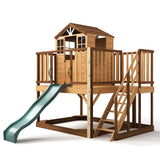 9-in-1 Wooden Playhouse with Slide & Sandbox