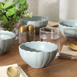 Gibson Elite Bistro Fleur Stoneware Cereal Bowls Set of 4, 5.5-Inch Scalloped Bowls, Fluted Kitchen Bowls for Cereal, Soup, Salad