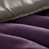 Fluffy Striped Pieced Faux Suede Comforter Set, Purple
