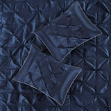Silky Tufted 7-Piece Comforter Set, Navy Blue