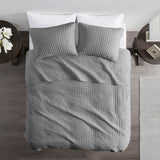 Farmhouse Solid Grey Soft Cotton Reversible Quilt Set
