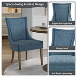 [Set of 2] Armless Ultra Upholstered Dining Chairs, Blue *