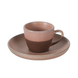 Gibson Elite William Crest 8 Piece Cup & Saucer Set, 4 Stoneware Cups & 4 Saucers, Reactive Glaze Finish, 3.5oz Espresso Cups, 5.5” Saucers, Round Coffee Set, Microwave & Dishwasher Safe