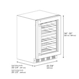 ZLINE 24" Touchstone Dual Zone 44 Bottle Wine Cooler White Matte Glass Door Champagne Bronze Handle RWDOZ-WM-24-CB