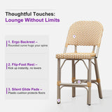 PURPLE LEAF Outdoor Bar Height Stools Set of 2 French Country Patio Rattan Bar Stool Chairs Outdoor Armless Barstools for Porch Garden Indoor Kitchen