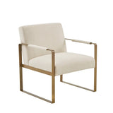 Wholesale Modern Metal Base Lounge Accent Chair, Ivory/Antique Gold