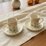 Yellow Daisy Gold Rim Espresso Cup & Saucer Set