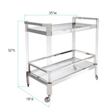 Stainless Steel and Acrylic Bar Cart