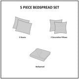 5 Piece Reversible Jacquard Bedspread Set, Brown/Gold