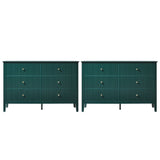 Modern Green Fluted Dresser with 6 Drawers