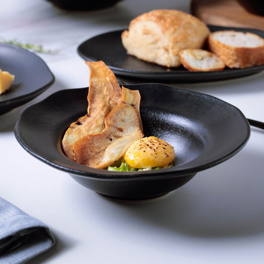 DEEP RIM PLATE  STONEWARE Ø 7.48x2.17" MATTE BLACK
