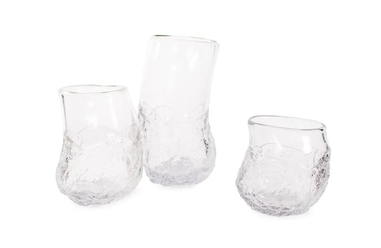 Portage Ice Clear Abstract Glass Vase- Short