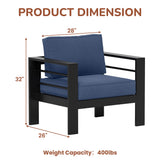 Patio Furniture Metal Armchair, 2 Pcs