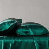 Wrinkle-Free Solid Satin Luxury Sheet Set, Emerald