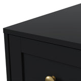 3 Drawer Nightstand, Large Bedside Table with Golden Round