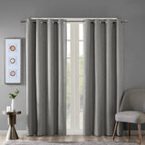 Grey Printed Heathered Blackout Grommet Top Curtain (Single)