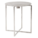 Raw Silver Spiral Top Accent Table