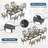 8-Person Aluminum Patio Dining Set, Extendable Table