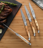 Goyon-Chazeau, Set of 4, Laguiole Juniper Wood Steak Knives
