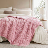 Soft Ruched 50x60" Throw Blanket, Pink