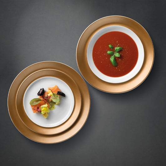 BergHOFF GEM 3pc Porcelain Plate Set, White and Gold
