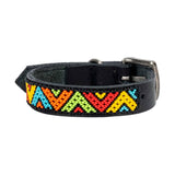 Jabulani Beaded Leather 14" Dog Collar - Pop Art