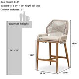 PURPLE LEAF Outdoor Bar Stool Set of 6, Wicker Chairs Bar Chairs with Cushion, All-Weather Patio Furniture kitchen stools