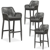 PURPLE LEAF Modern Bar Stools Aluminum Bar Stool with Cushion for Indoor and Outdoor, Kitchen Island