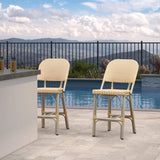 PURPLE LEAF Outdoor Bar Height Stools Set of 2 French Country Patio Rattan Bar Stool Chairs Outdoor Armless Barstools for Porch Garden Indoor Kitchen