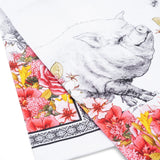Emily Pig Floral Bouquet Cotton Tea Towel