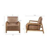 Mid Century Modern Wood Pu Leather Living Room Accent Chair*