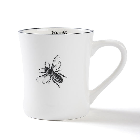 Black & White Beatrice Bee Ceramic Coffee Mug