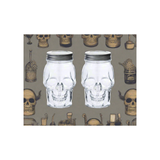 Skull Mason Jar with Lid, 4-Piece Set (2 skull Mason Jars & 2 Lids) 42oz, Clear